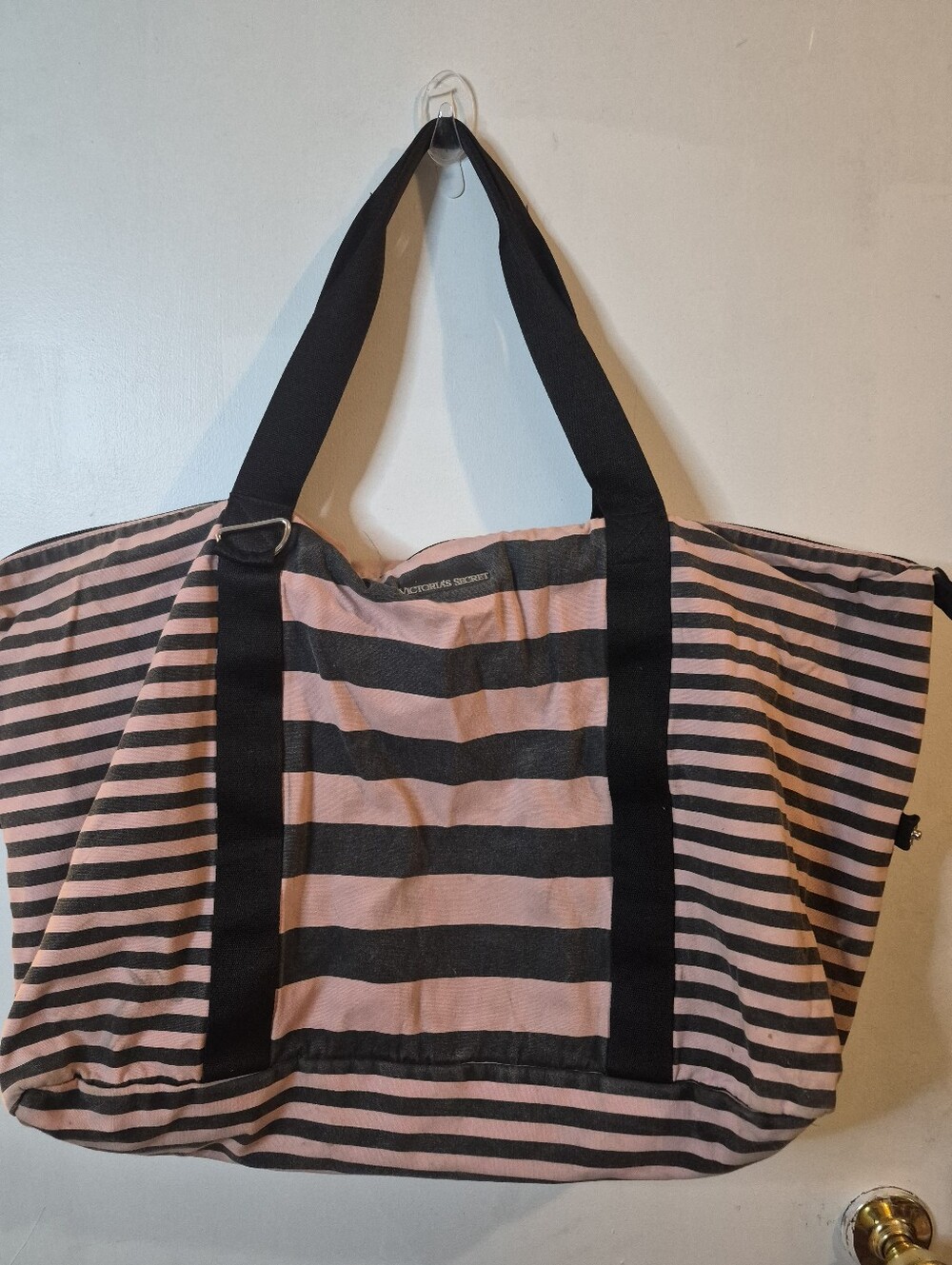 Victoria's Secret Pink and Black Striped Tote